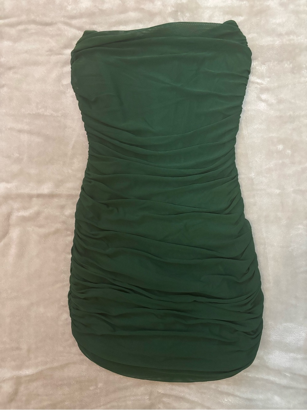 Strapless Ruched Bodycon Dress - Emerald Green